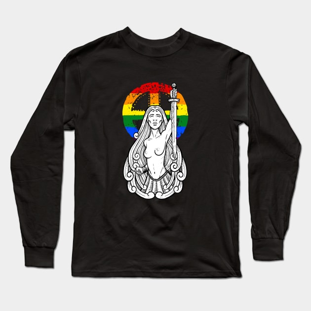 Lesbian pride lady of the lake gay lgbt Long Sleeve T-Shirt by BlackForge